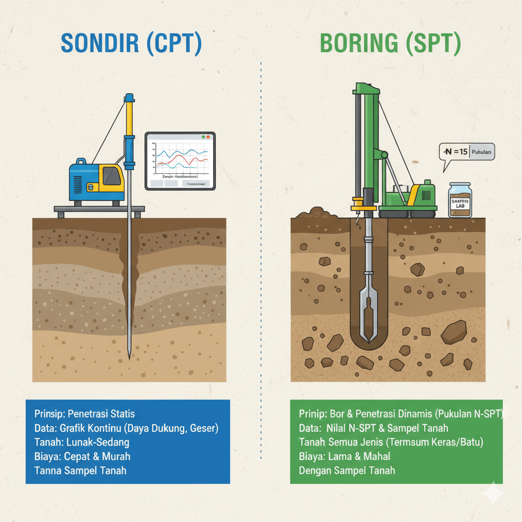 Perbedaan Sondir dan Boring